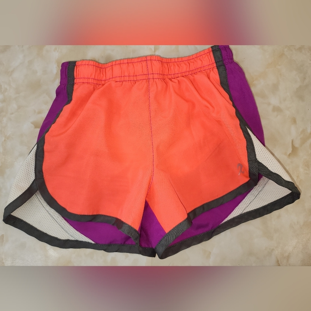 Girls 4/5 Energy Zone Vibrant Orange and Purple Athletic Shorts